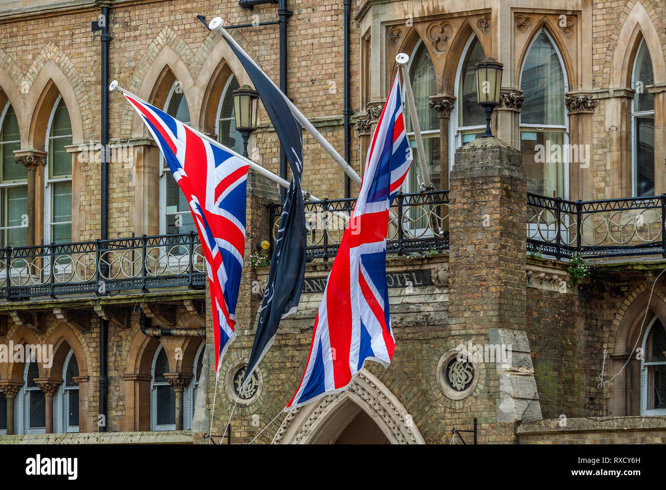 Flags Flying At The Randolph Hotel, Oxford, UK Stock Photo Alamy
