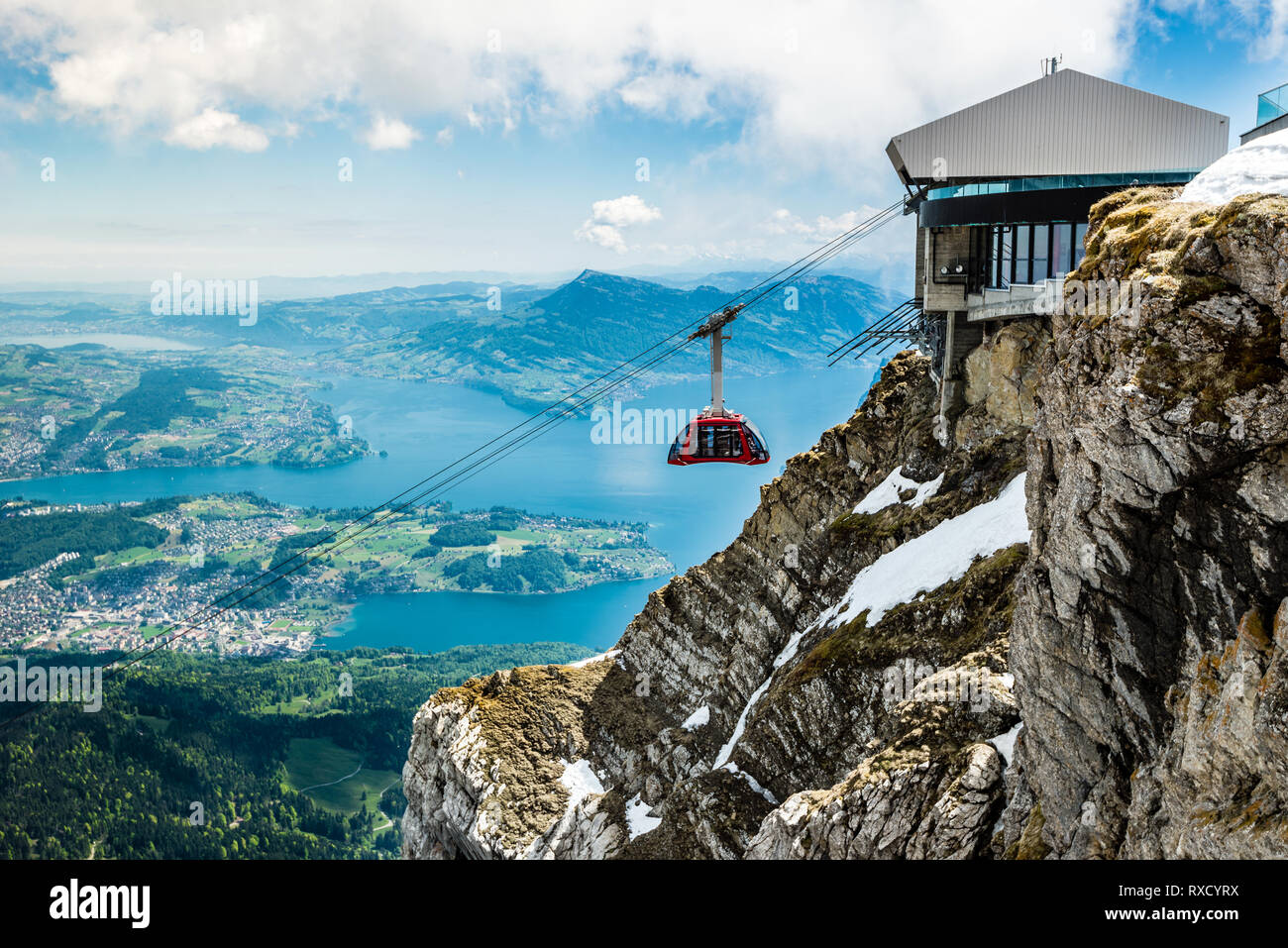 cable car from pilatus kulm, lake lucerne, switzerland Stock Photo Alamy