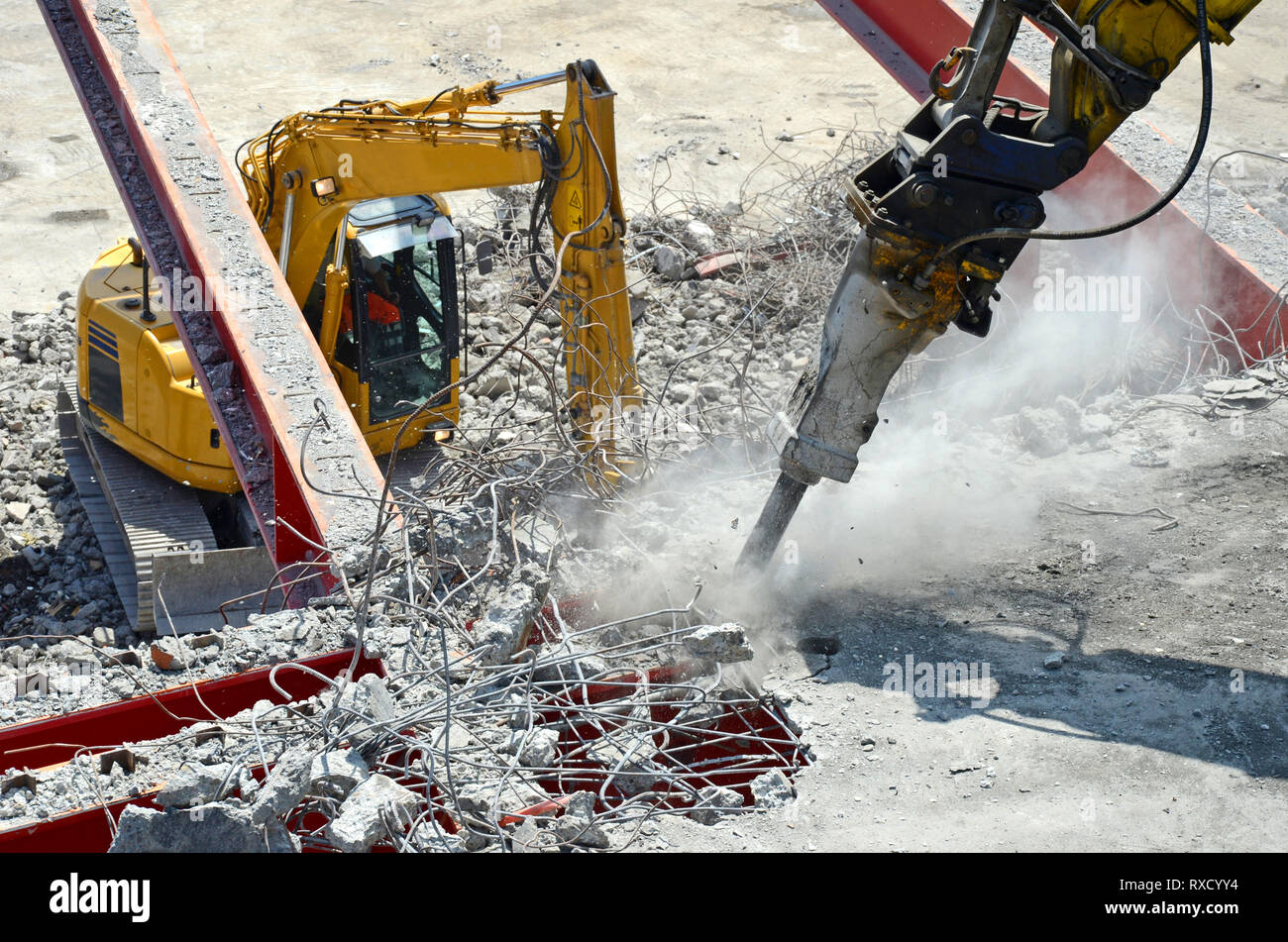 dust and noise, pneumatic hammer at work Stock Photo Alamy