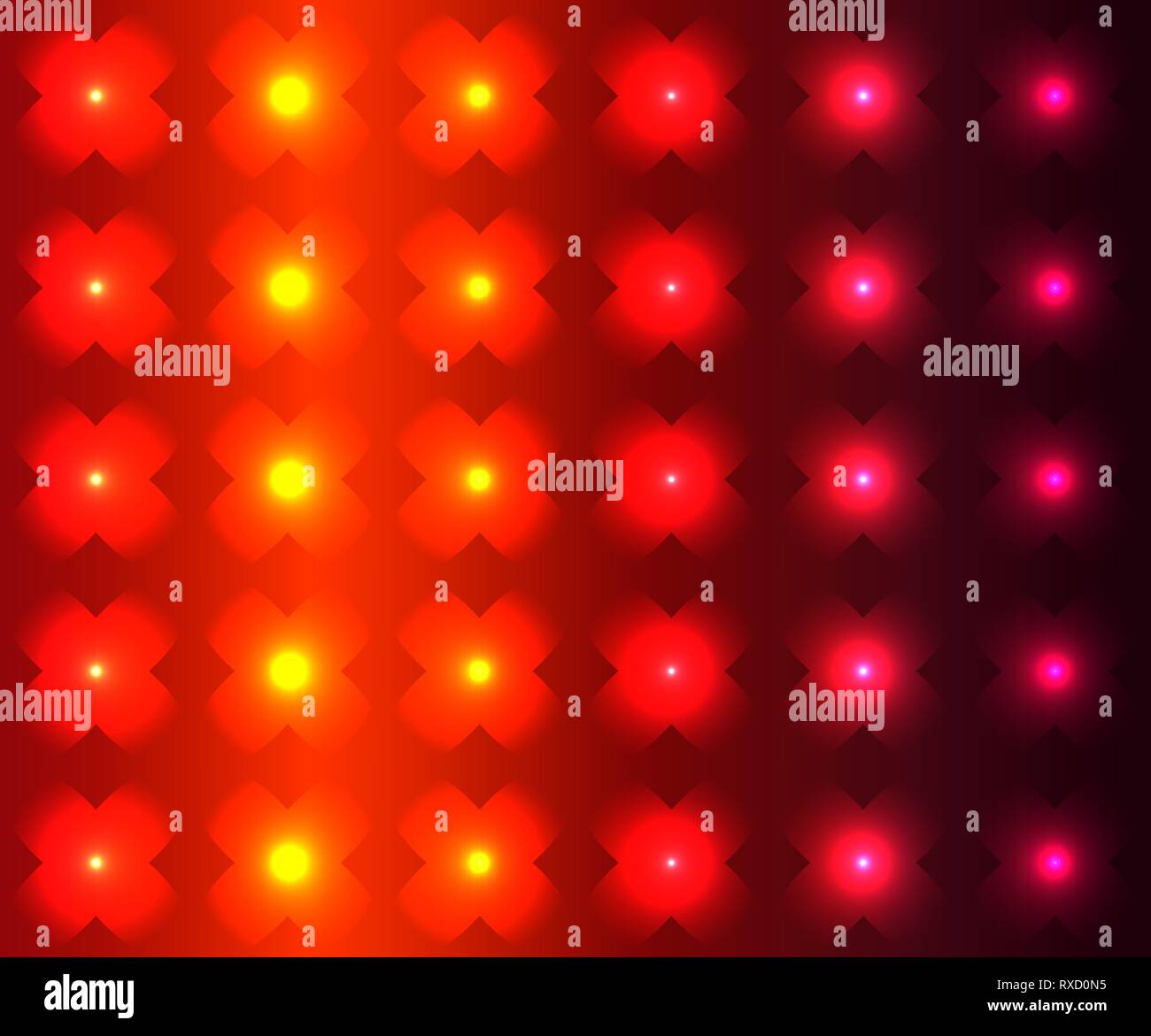 Red and purple shades gradiend and sparkling flowers background, shadow effect Stock Vector