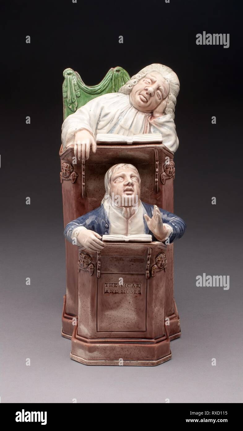 The Vicar and Moses. Ralph Wood; English, 1748-95. Date: 1780-1790. Dimensions: 24.1 × 10.8 × 13.7 cm (9 1/2 × 4 1/4 × 5 3/8 in.). Lead-glazed earthenware. Origin: England. Museum: The Chicago Art Institute. Author: II Ralph Wood. Stock Photo
