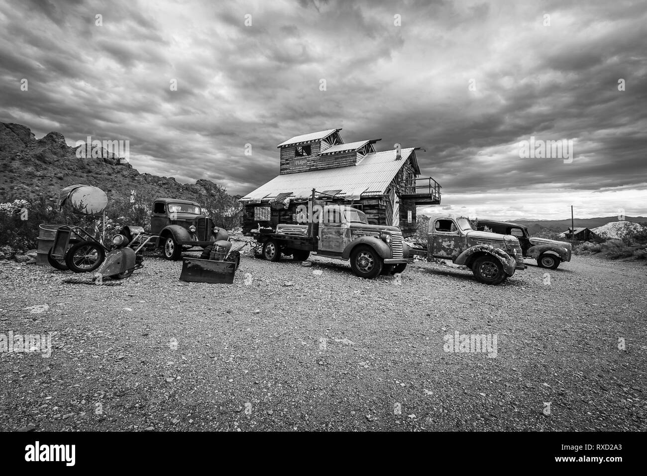 Thunderstorm over the Nelson Ghost Town Stock Photo