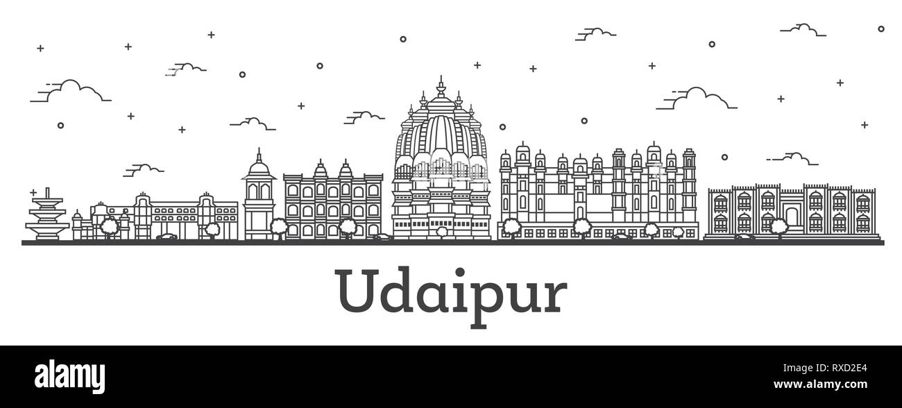 Premium Vector  Udaipur skyline rajasthan india