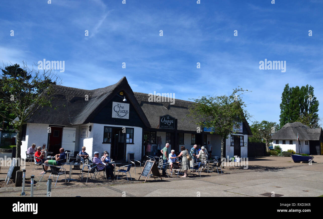 The Quays Cafe on the bank of Oulton Broad, Suffolk, UK Stock Photo
