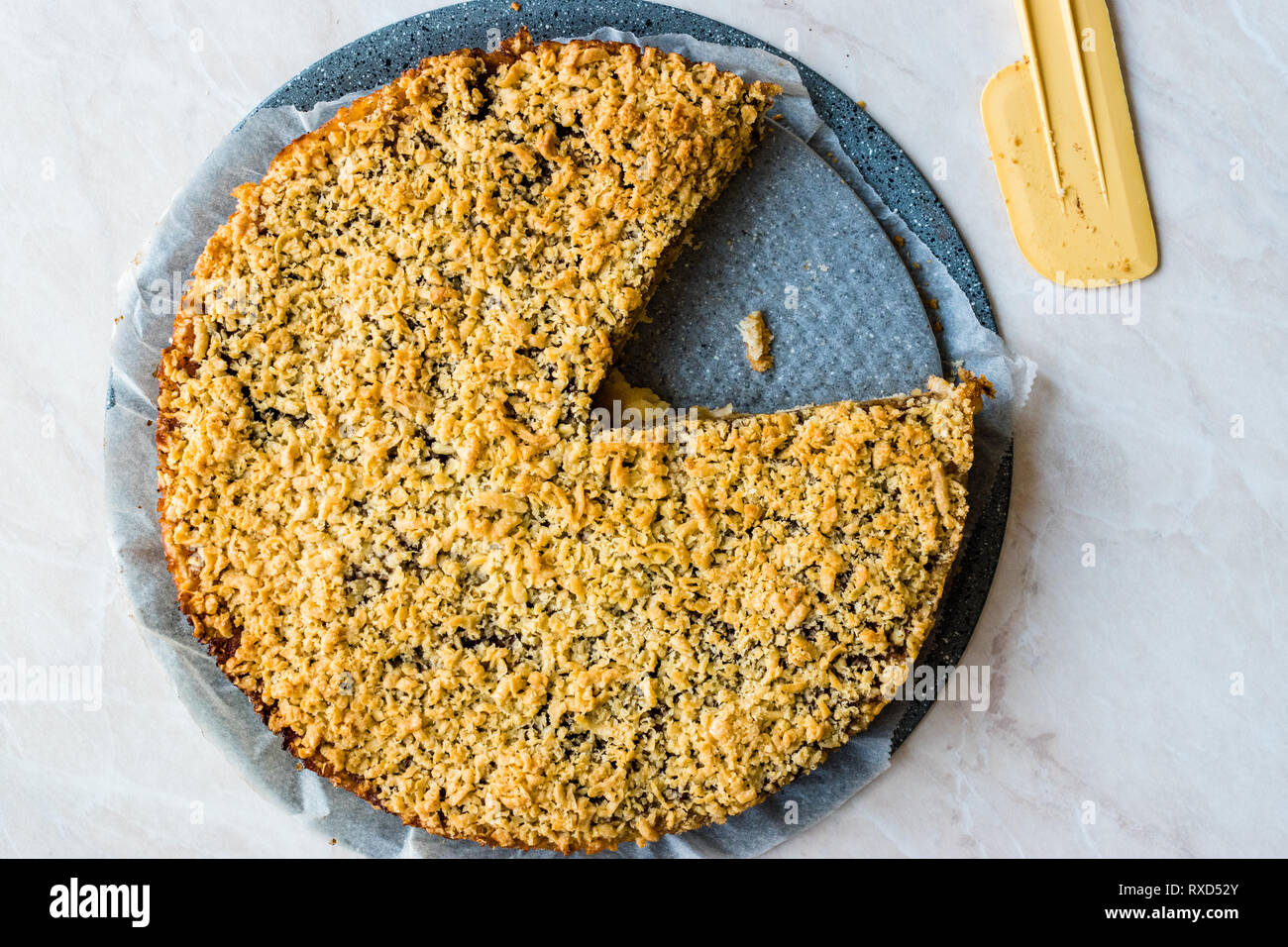 Homemade Apple Crumble Cake / Crumb Pie. Organic Dessert Stock Photo