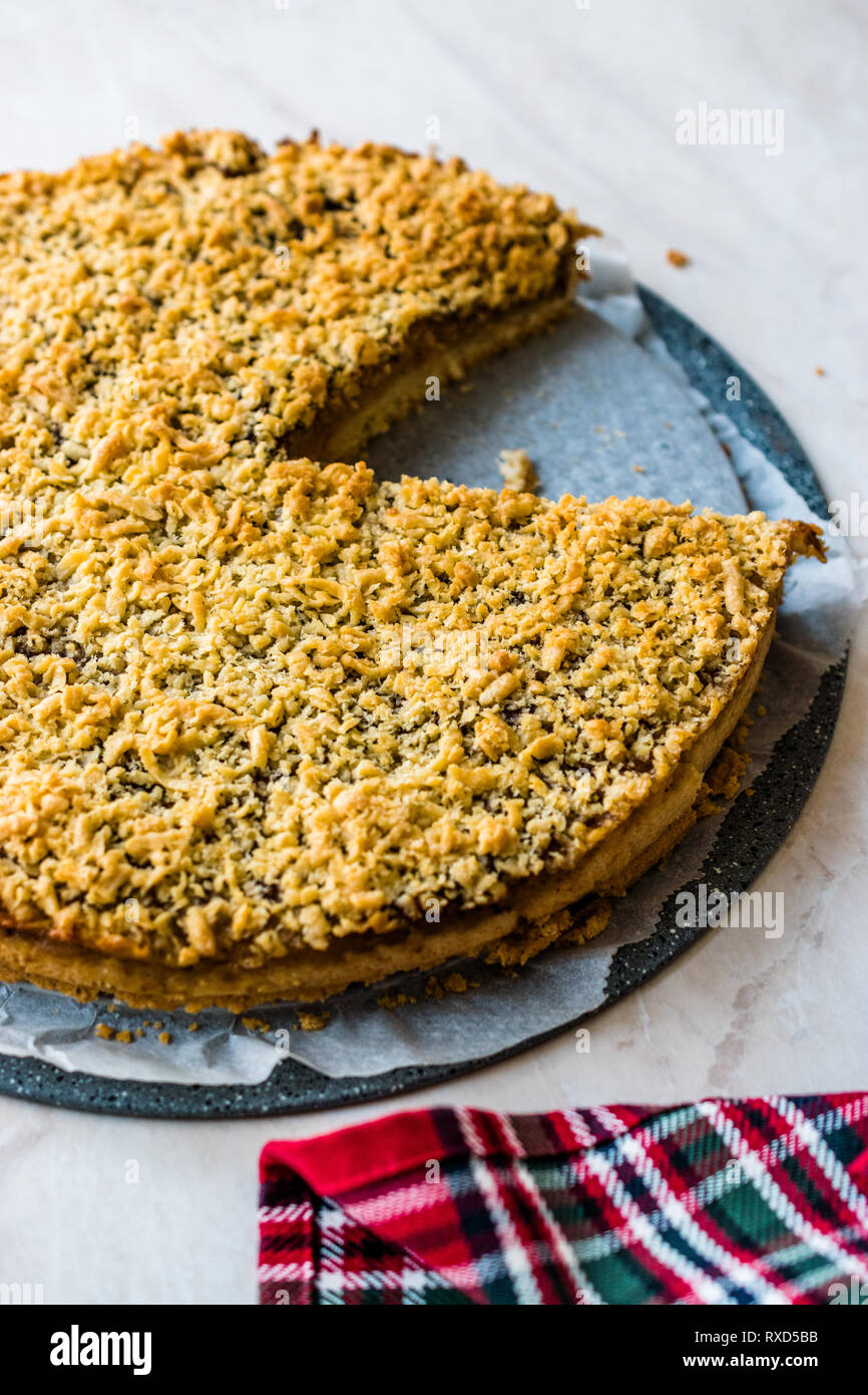 Homemade Apple Crumble Cake / Crumb Pie. Organic Dessert Stock Photo