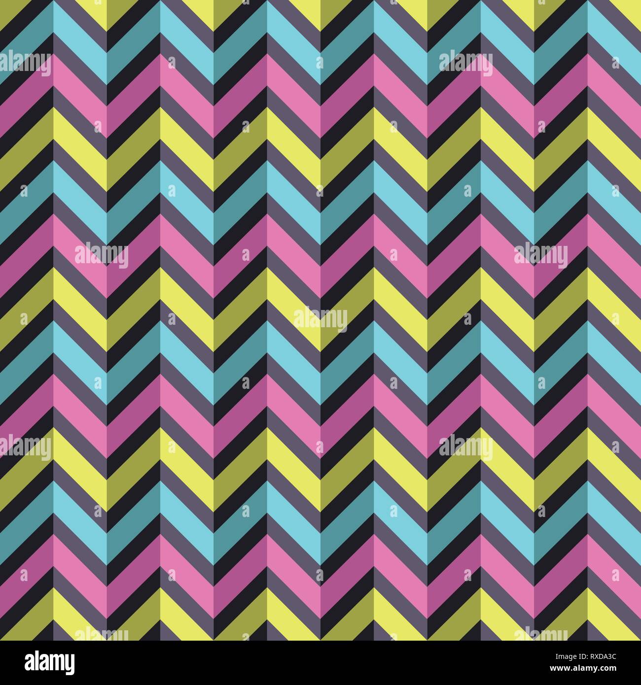 Abstract seamless fashion geometric pattern. Zigzag color lines ...