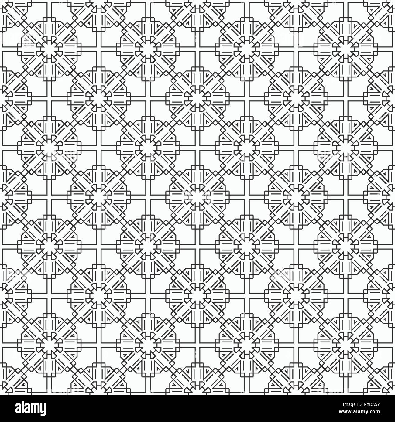 Oriental seamless pattern. Modern stylish texture. Linear style. Islamic style. Geometric lattice ornament. Vector monochrome background. Stock Vector