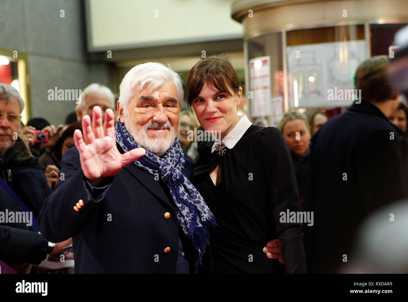 Germany, Essen, 04.12.2012: The actor Mario Adorf and the actress Fritzi Haberlandt before the premiere of the movie DIE LIBELLE, Deutschland, Essen, Stock Photo