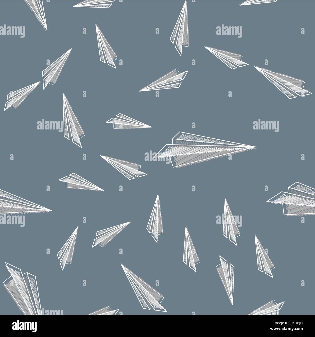 seamless pattern with Vector paper plane icons in hatching style 10 eps Stock Vector