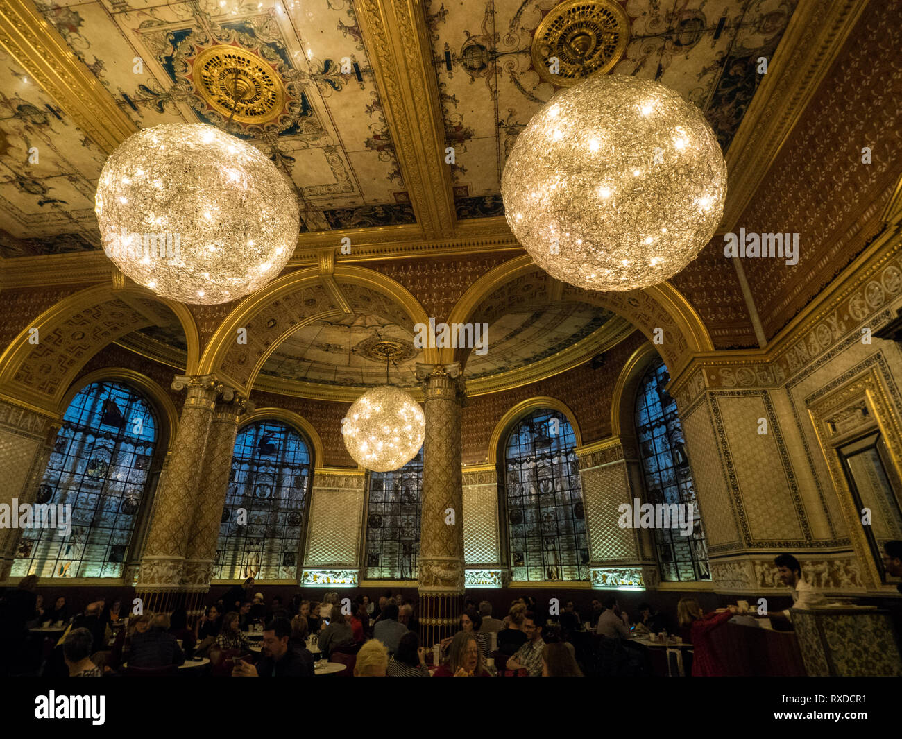 Elegant cafe in the Victoria and Albert museum, South Kensington, London Stock Photo