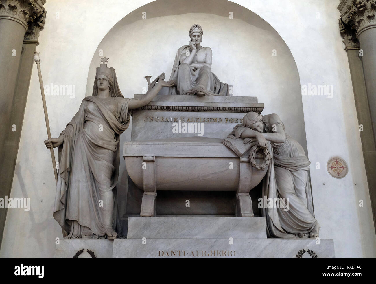 Marble Cenotaph To Italian Medieval Poet Dante Alighieri Designed By Italian Neoclassical