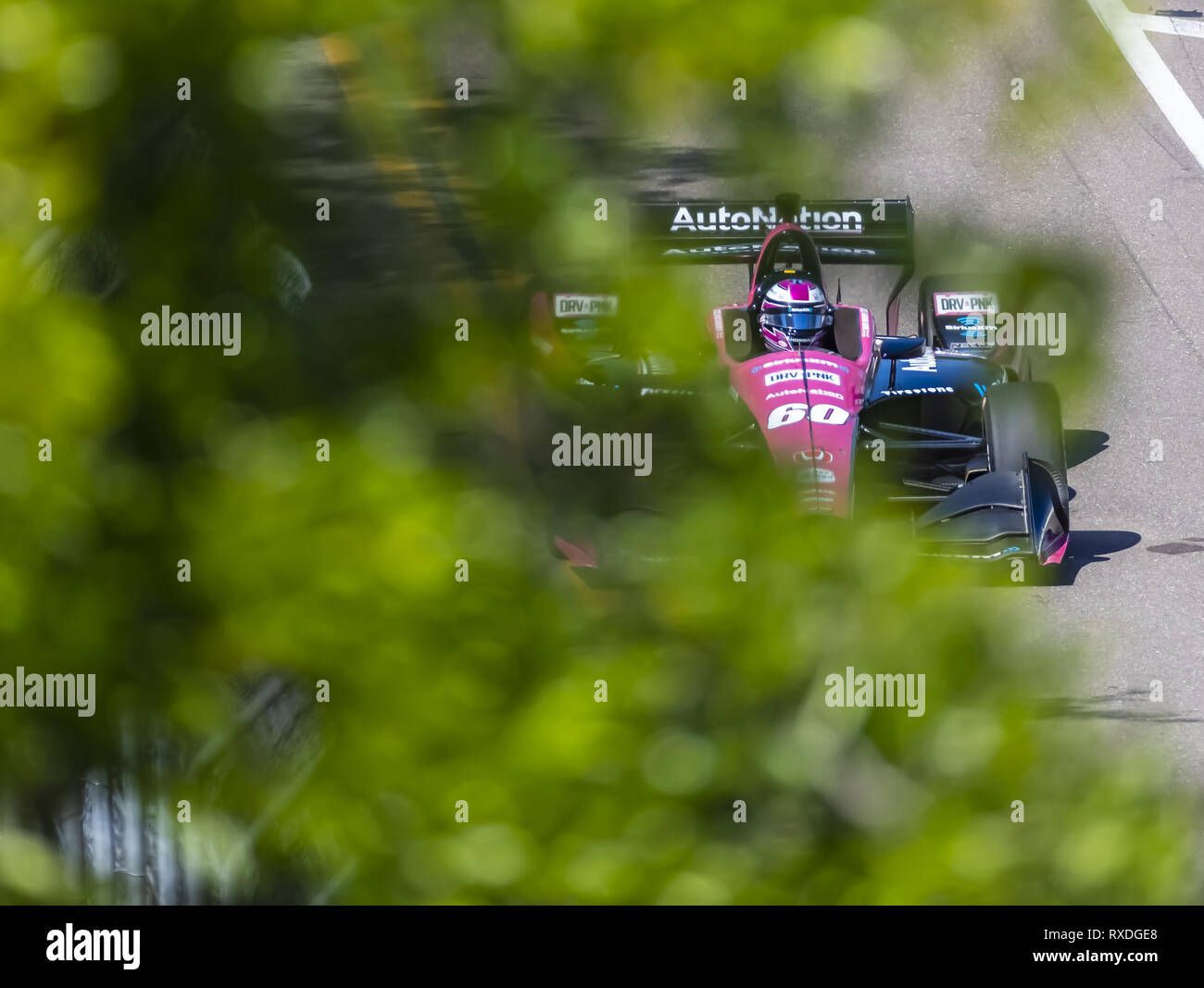 St. Petersburg, Florida, USA. 8th Mar, 2019. Jack Harvey (60) of England goes through the turns during practice for the Firestone Grand Prix of St. Petersburg at Temporary Waterfront Street Course in St. Petersburg, Florida. (Credit Image: © Walter G Arce Sr Asp Inc/ASP) Stock Photo