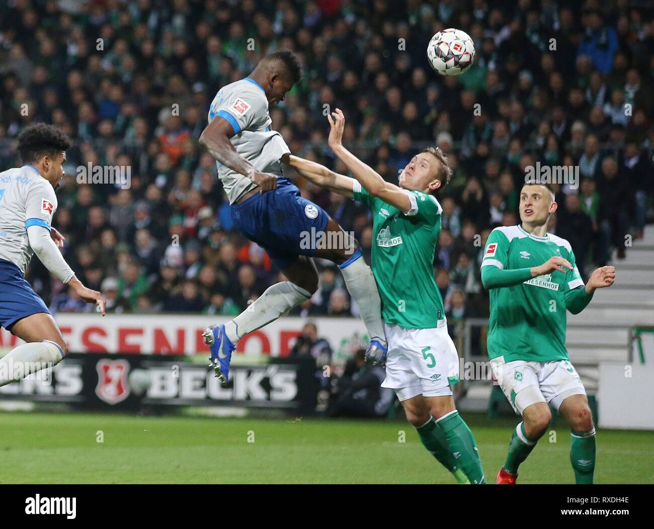 Bremen, Germany. 08th Mar, 2019. firo: 08.03.2019, Football, 2018/2019, 1.Bundesliga SV Werder Bremen - FC Schalke 04 goal to 3: 2 by Breei Embolo | usage worldwide Credit: dpa/Alamy Live News Stock Photo