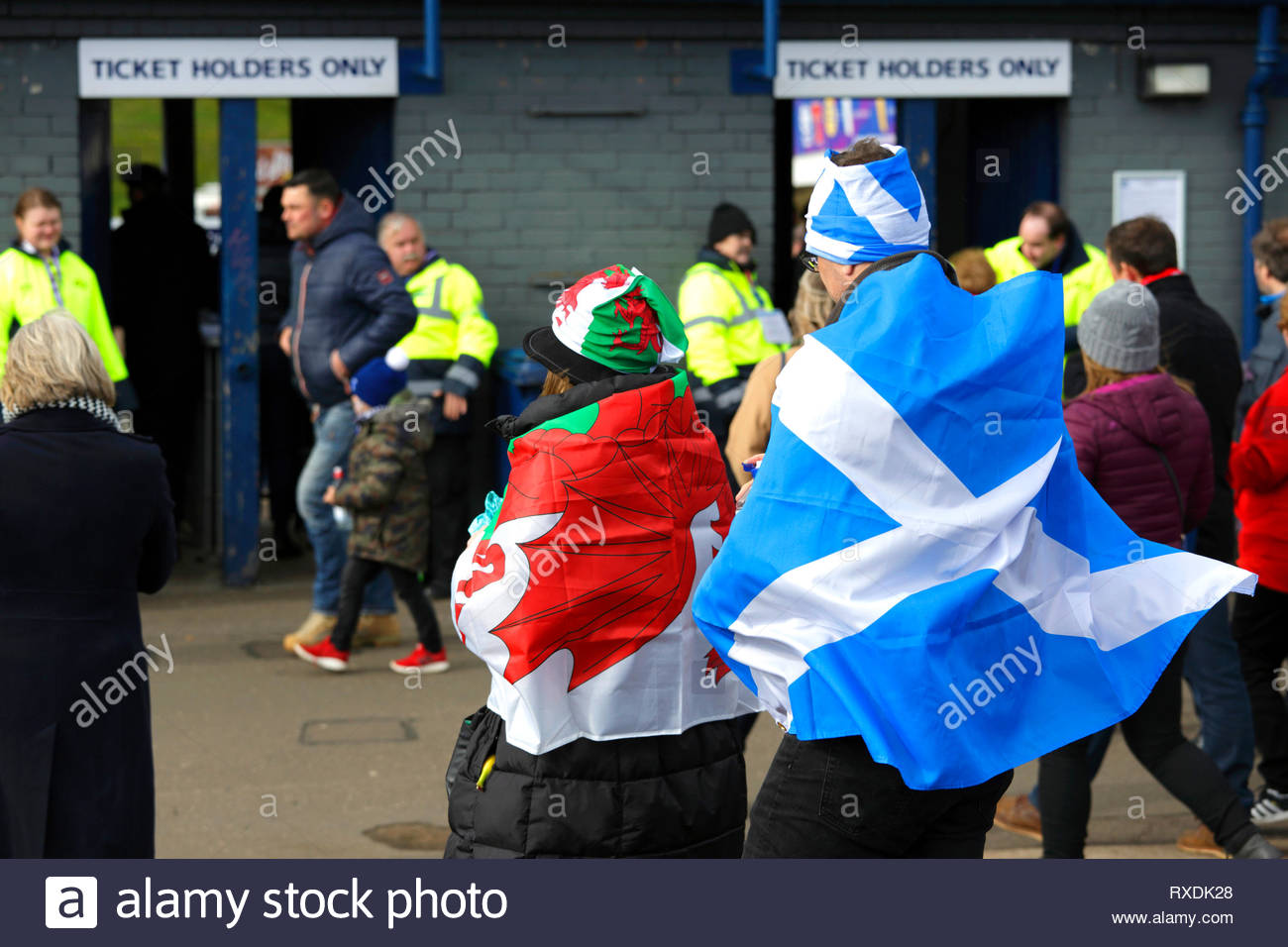 Edinburgh, Scotland, UK. . 9th March 2019.  Scotland v Wales Six Nations Rugby international pre match build up outside Murrayfield stadium.  Credit: Craig Brown/Alamy Live News Stock Photo