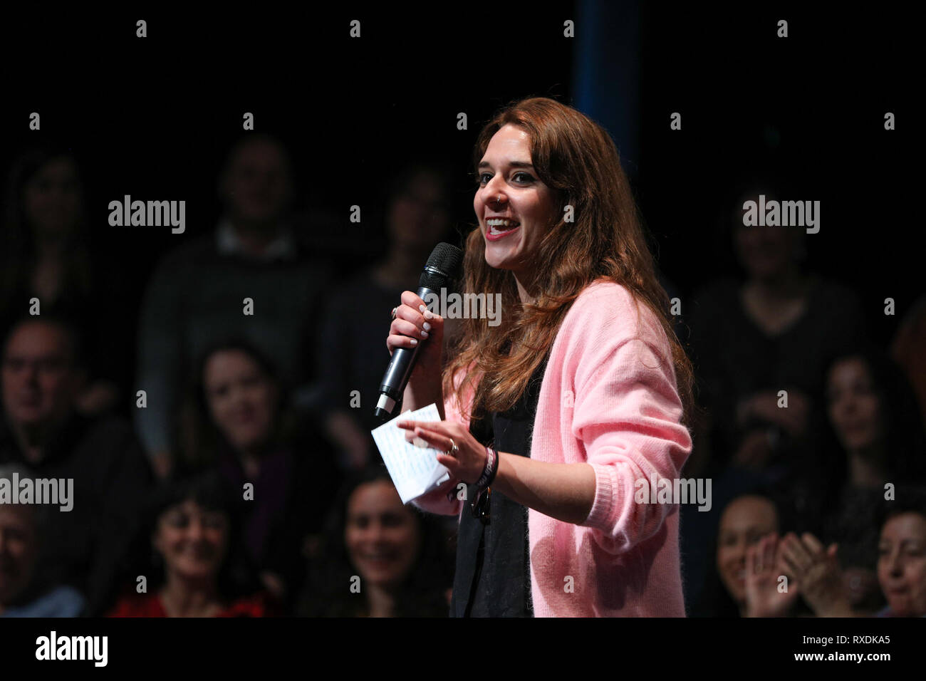 Madrid, Spain. 09th March, 2019.Noelia Vera seen speaking at the closing of the event #PodemosEnMarcha2019 Credit: Jesús Hellin/Alamy Live News Stock Photo