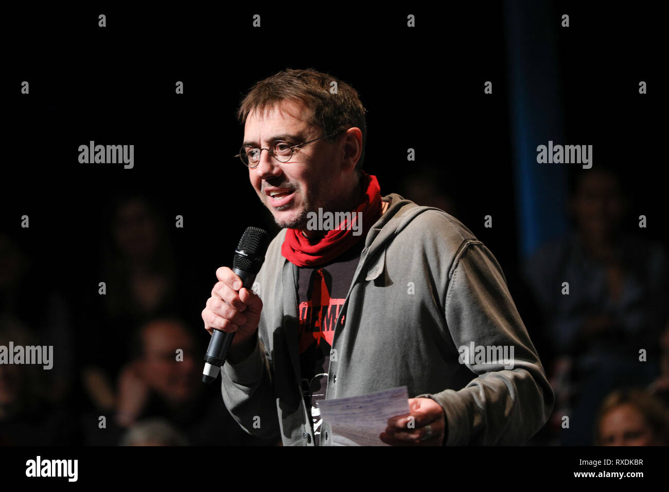 Madrid, Spain. 09th March, 2019.Juan Carlos Monedero seen speaking at the closing of the event #PodemosEnMarcha2019 Credit: Jesús Hellin/Alamy Live News Stock Photo