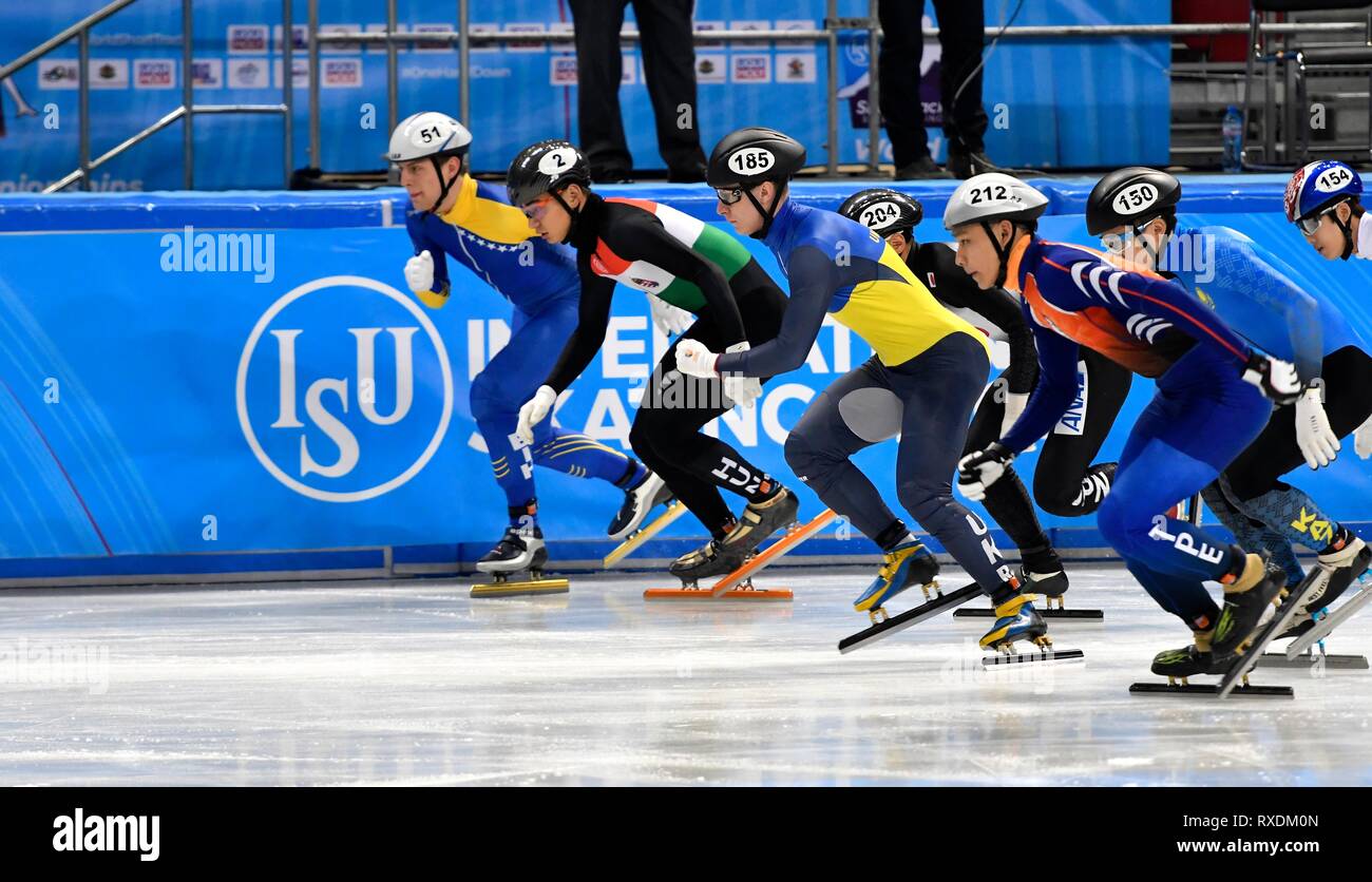 Sofia, Bulgaria. 08th March, 2019.ISU Short Track World Championships on March 8 2019 at the Arena Armeec in Sofia. Start Credit: Soenar Chamid/AFLO/Alamy Live News Stock Photo