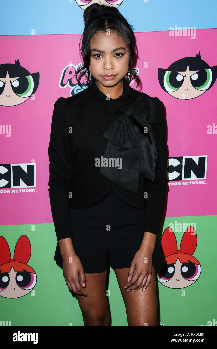LOS ANGELES, CA, USA - MARCH 08: Actress Navia Robinson arrives at the Christian Cowan x The Powerpuff Girls Runway Show held at the City Market Social House on March 8, 2019 in Los Angeles, California, United States. (Photo by Xavier Collin/Image Press Agency) Stock Photo