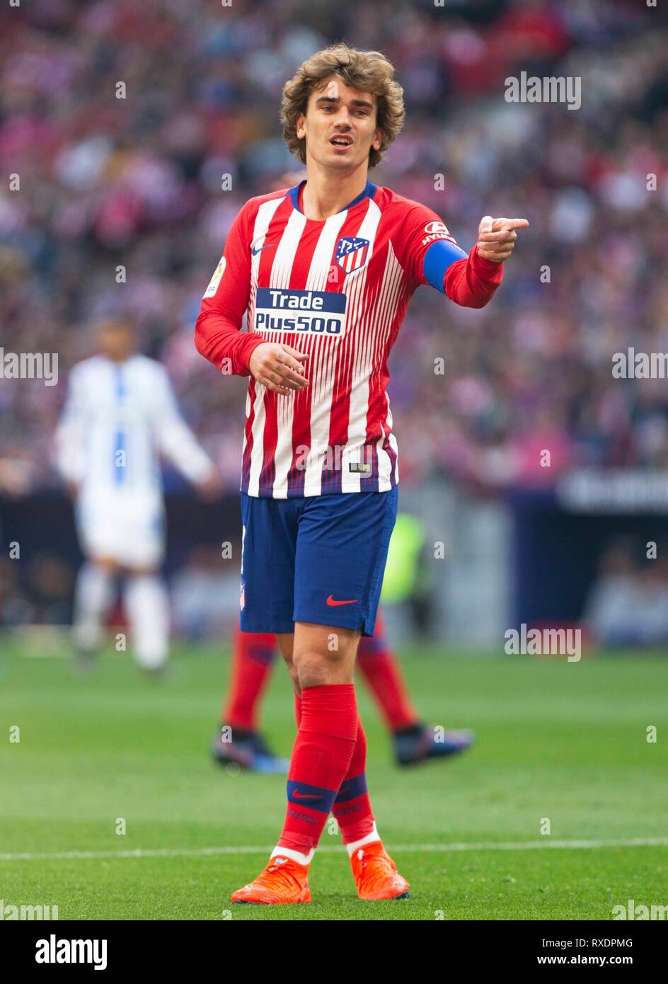 Madrid, Spain. 09th Mar, 2019. Antoine Griezmann of Atletico de Madrid  during the LaLiga 2018/19 match betweenAtletico de Madrid and Leganes, at  Wanda Metropolitano Stadium in Madrid on March 9, 2019. (Photo