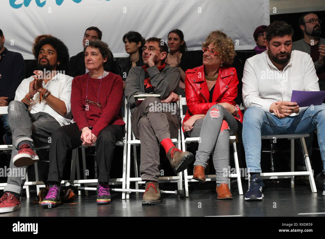 Madrid, Spain. 9th Mar, 2019. The spokeswoman of Unidas Podemos in the Congress was accompanied by Isa Serra, candidate of Podemos for the Community of Madrid and JesÃºs Santos, mayoral candidate for Ganar AlcorcÃ³n during the closing of the programmatic route of Podemos En Marcha2019 that was held today in AlcorcÃ³n. Credit: Jesus Hellin/SOPA Images/ZUMA Wire/Alamy Live News Stock Photo