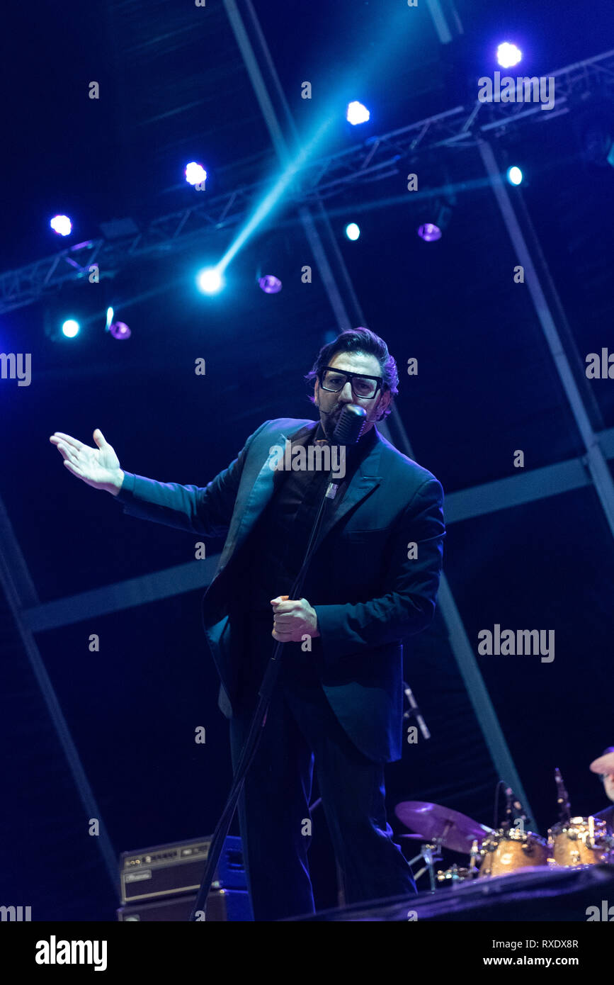 DUBAI, UAE, 9th March 2019. Mark Zitti performs on the final day of the 3  day Taste of Dubai 2019 food festival. He is the leader singer of the  Italian band Mark