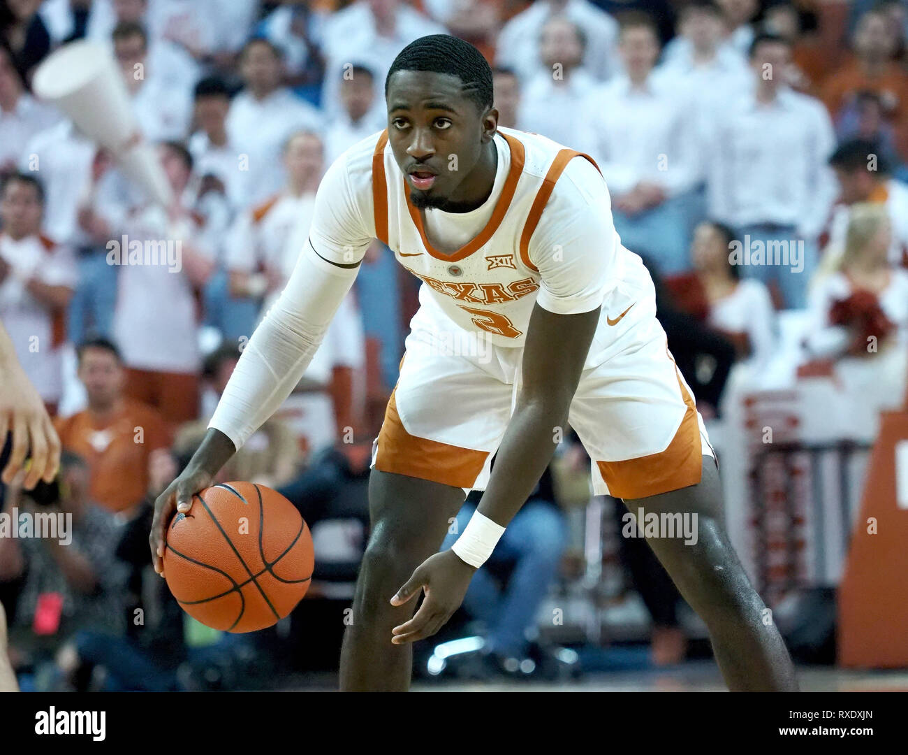 March 9, 2019. Courtney Ramey #3 of the Texas Longhorns in action vs the TCU Horned Frogs at the Frank Erwin Center in Austin Texas. TCU beats Texas 69-54.Robert Backman/Cal Sport Media. Stock Photo