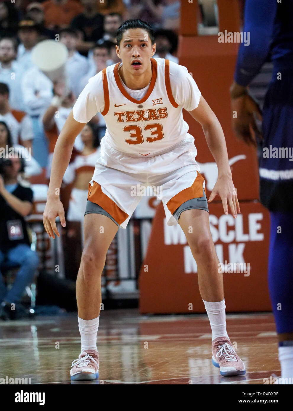 March 9, 2019. Kamaka Hepa #33 of the Texas Longhorns in action vs the TCU Horned Frogs at the Frank Erwin Center in Austin Texas. TCU beats Texas 69-54.Robert Backman/Cal Sport Media. Stock Photo