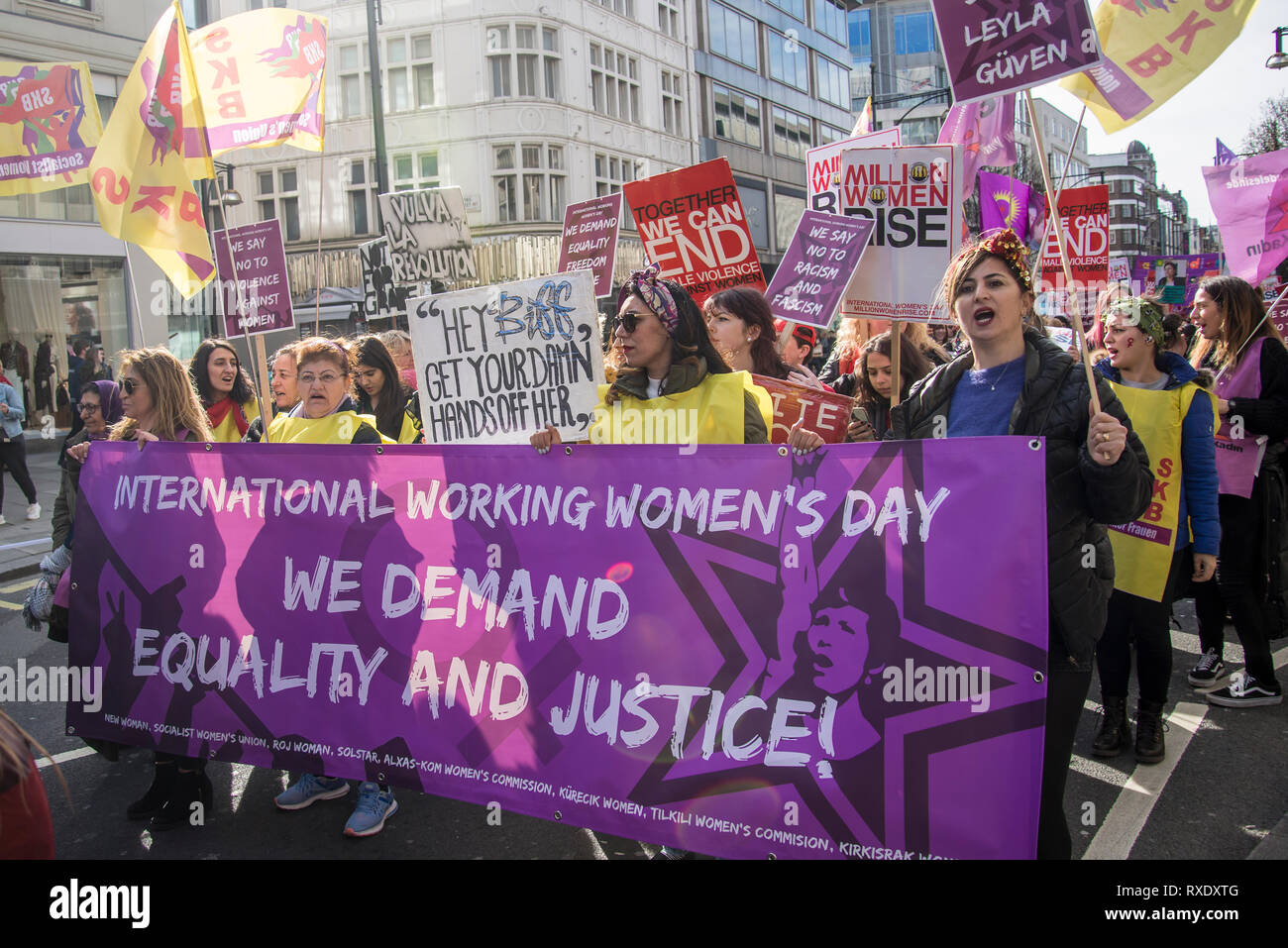 London,  UK. 9th March 2019. London, UK. 09th Mar, 2019. London, UK. 09th Mar, 2019. we demand equality and justice, Million Women Rise, an annual march for the International Women's Day, this year dedicated to women and girls killed by men and called 'Never Forgotten', London, UK, 09-03-2019 Credit: Bjanka Kadic/Alamy Live News Credit: Bjanka Kadic/Alamy Live News Stock Photo