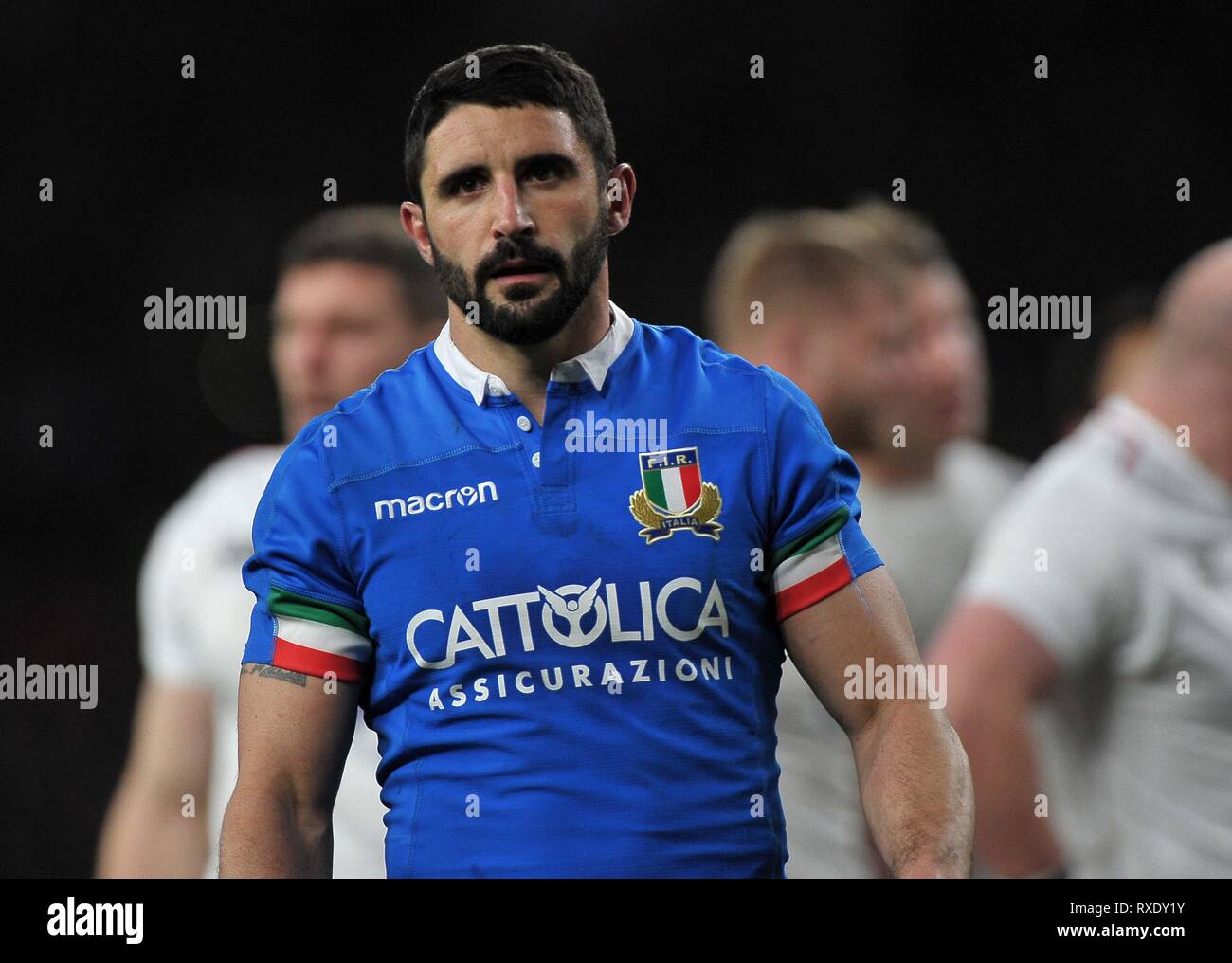 London, UK. 09th Mar, 2019. Tito Tebaldi (Italy). England V Italy. Guinness six nations rugby. Twickenham stadium. Credit: Sport In Pictures/Alamy Live News Stock Photo