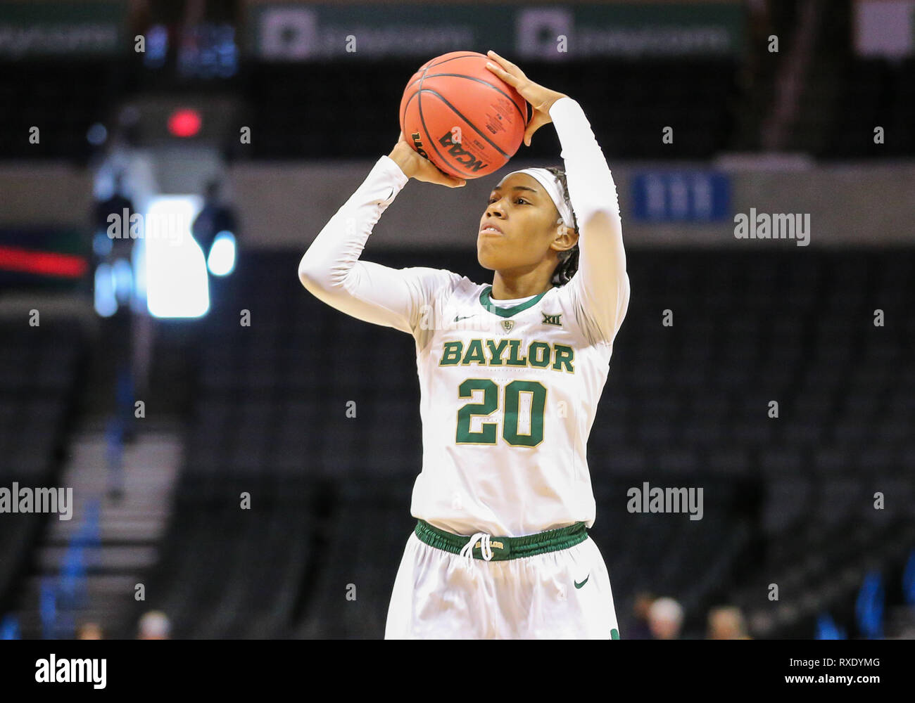 Oklahoma City, OK, USA. 9th Mar, 2019. Baylor Guard Juicy Landrum (20) attempts a shot during a Phillips 66 Big 12 Womens Basketball Championship quarterfinal game between the Baylor Lady Bears and the Texas Tech Lady Raiders at Chesapeake Energy Arena in Oklahoma City, OK. Gray Siegel/CSM/Alamy Live News Stock Photo