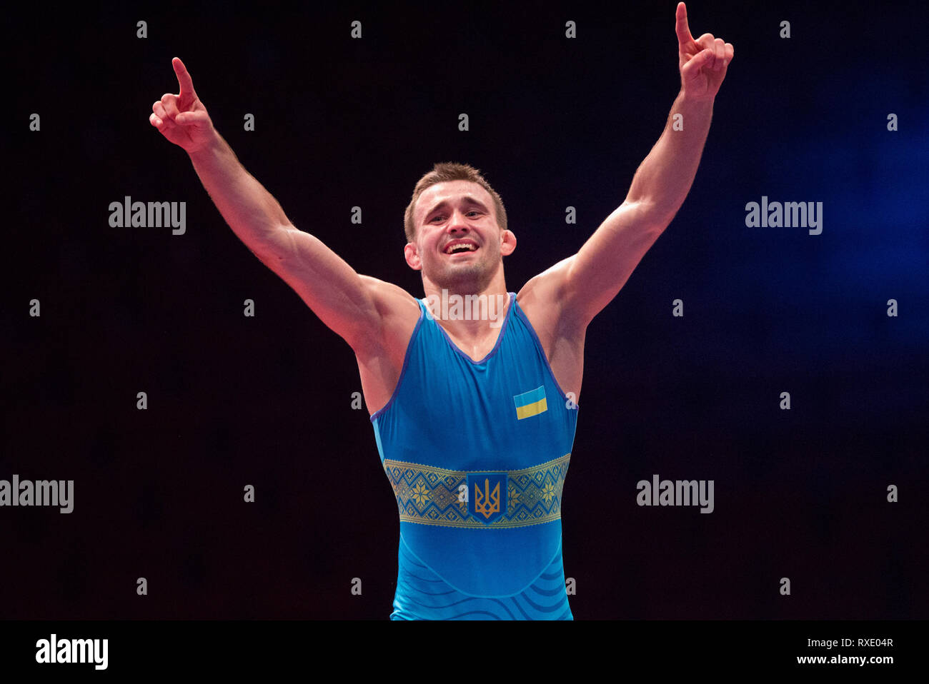 Atleta Anatoly Palamarev ucraino SSR dopo la vittoria nella libera di  wrestling finali di ottava Estate Spartakiad del Foto stock - Alamy