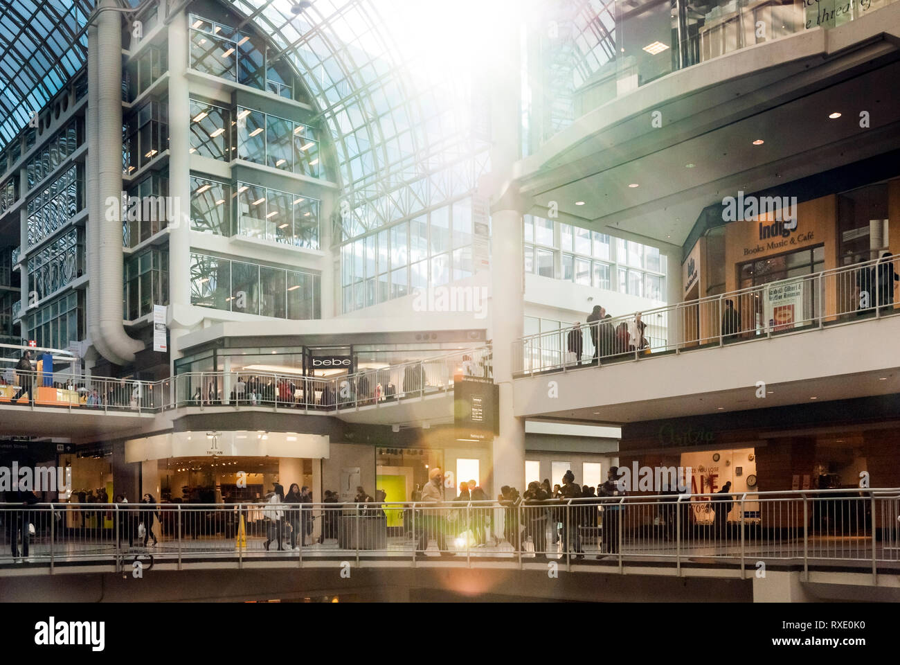 Crowds shopping at Eaton Center in Toronto Stock Photo