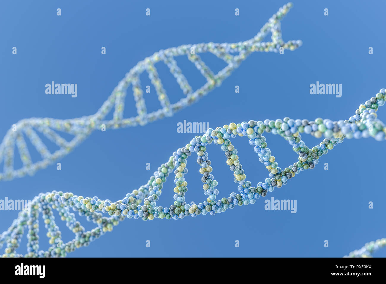 3d rendering, DNA with blue background Stock Photo - Alamy