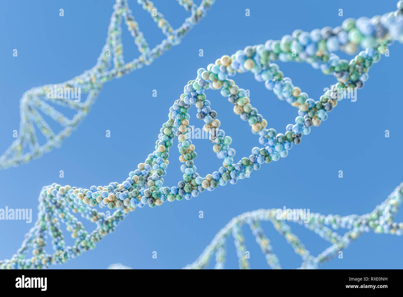 3d rendering, DNA with blue background Stock Photo