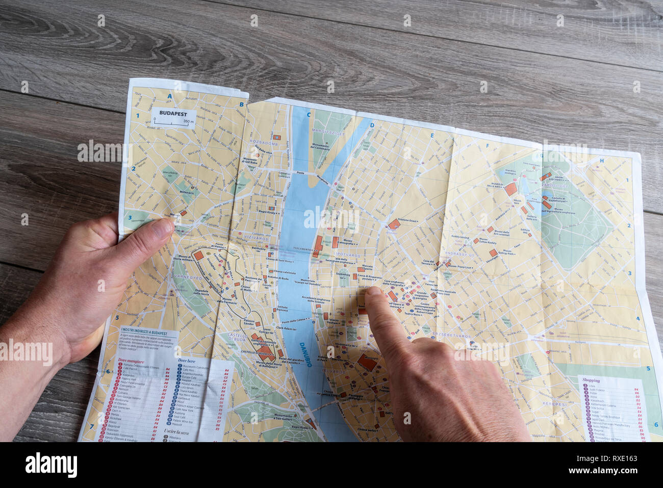 consultation of the city map of Budapest Stock Photo