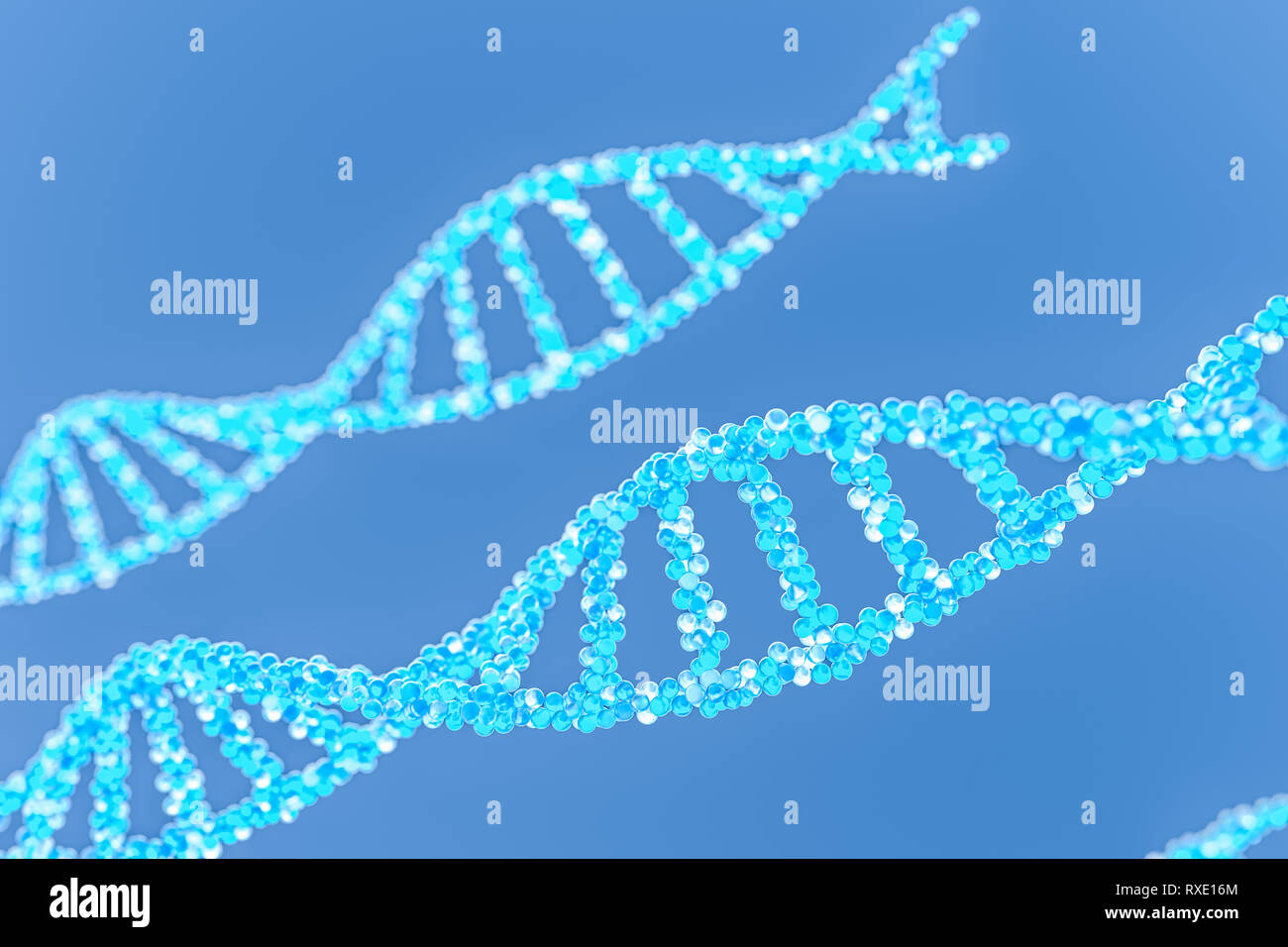 3d rendering, DNA with blue background Stock Photo - Alamy