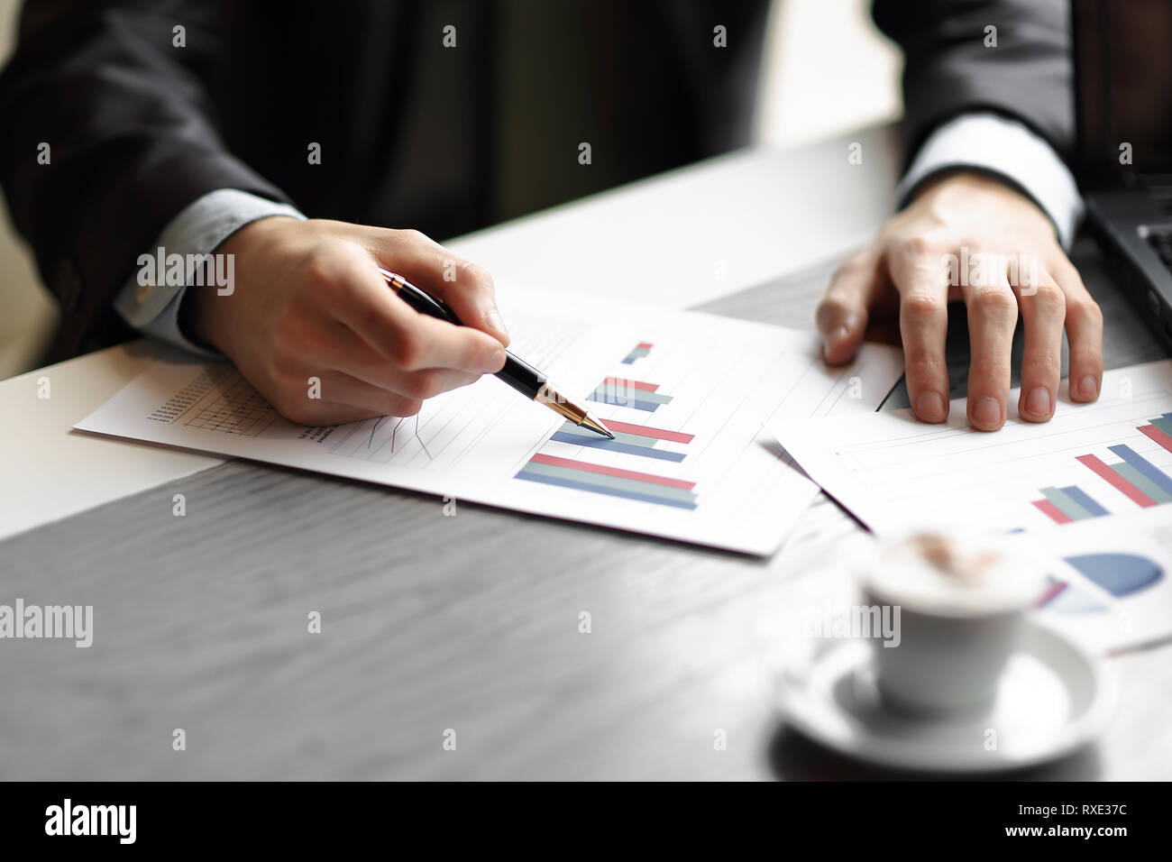 close up.the business team is discussing financial data. Stock Photo