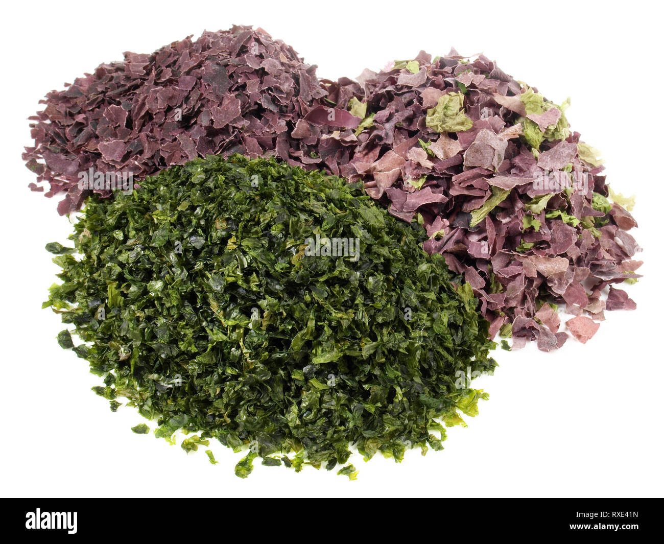 Dried Seaweed Mix Healthy Nutrition on white Background Stock Photo