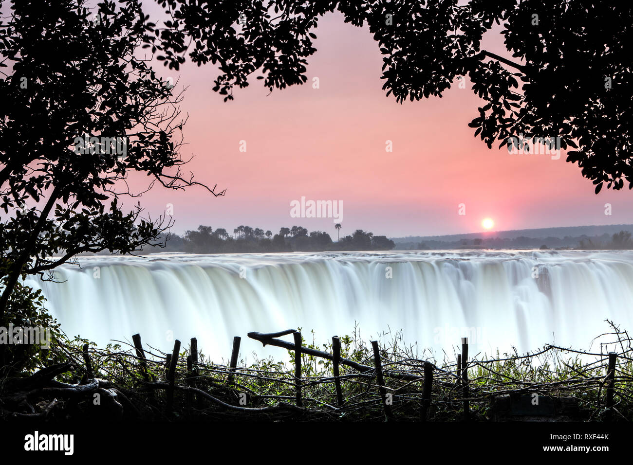 Victoria Falls at dusk Stock Photo