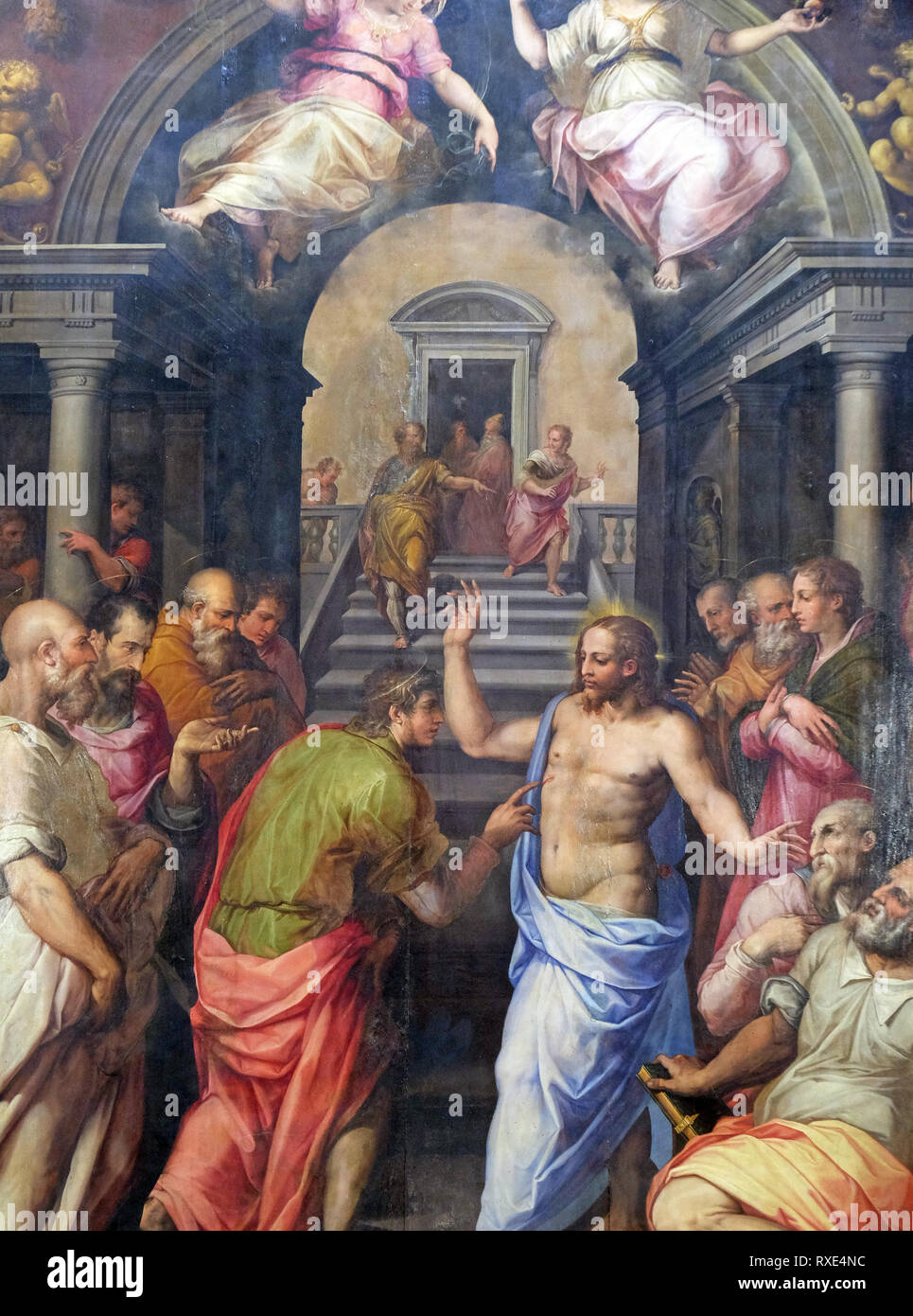 The Incredulity of St. Thomas, 1572 by Giorgio Vasari, Basilica of Santa Croce (Basilica of the Holy Cross) in Florence, Italy Stock Photo