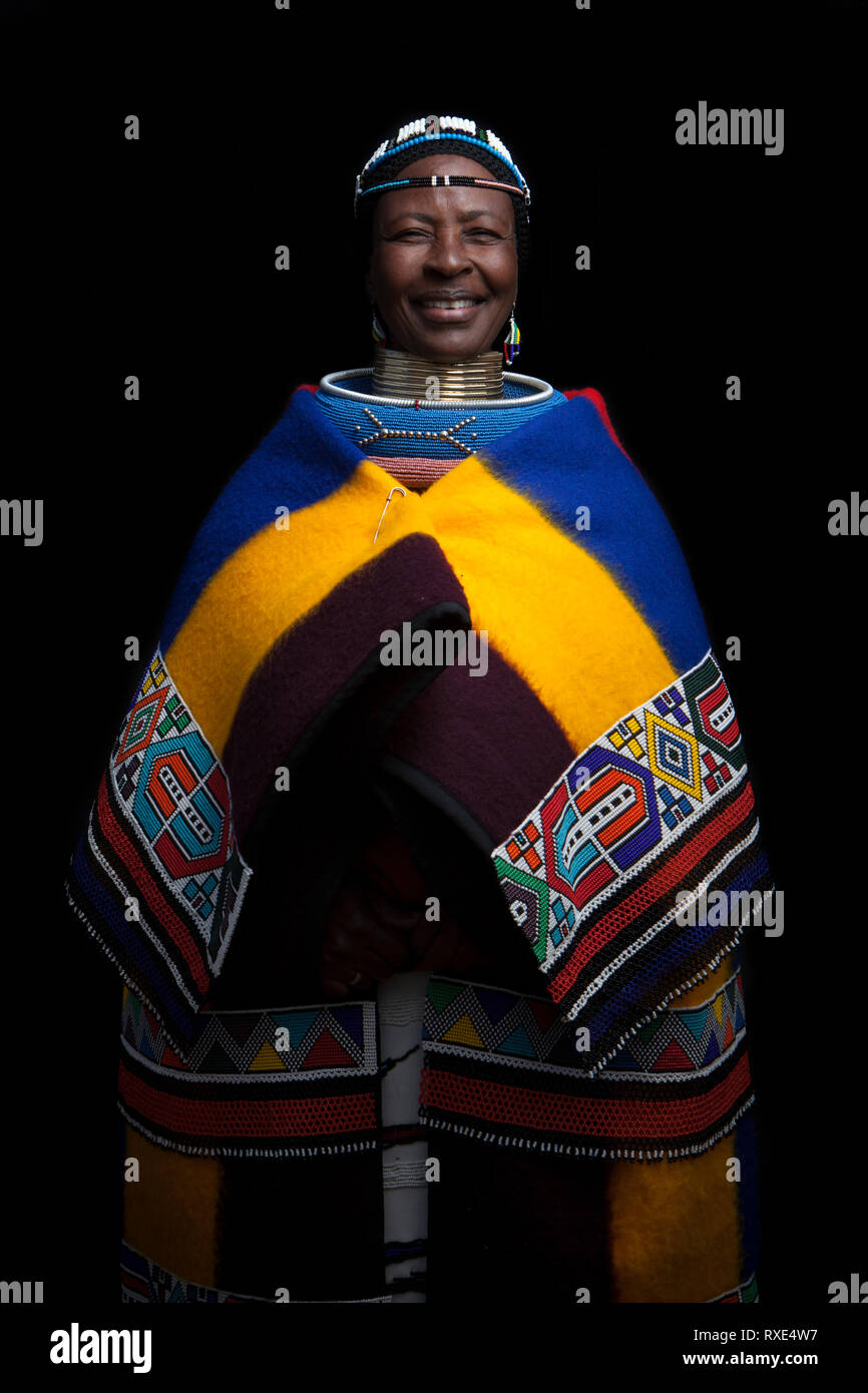 An Ndebele woman in Mpumalanga, South Africa. Stock Photo