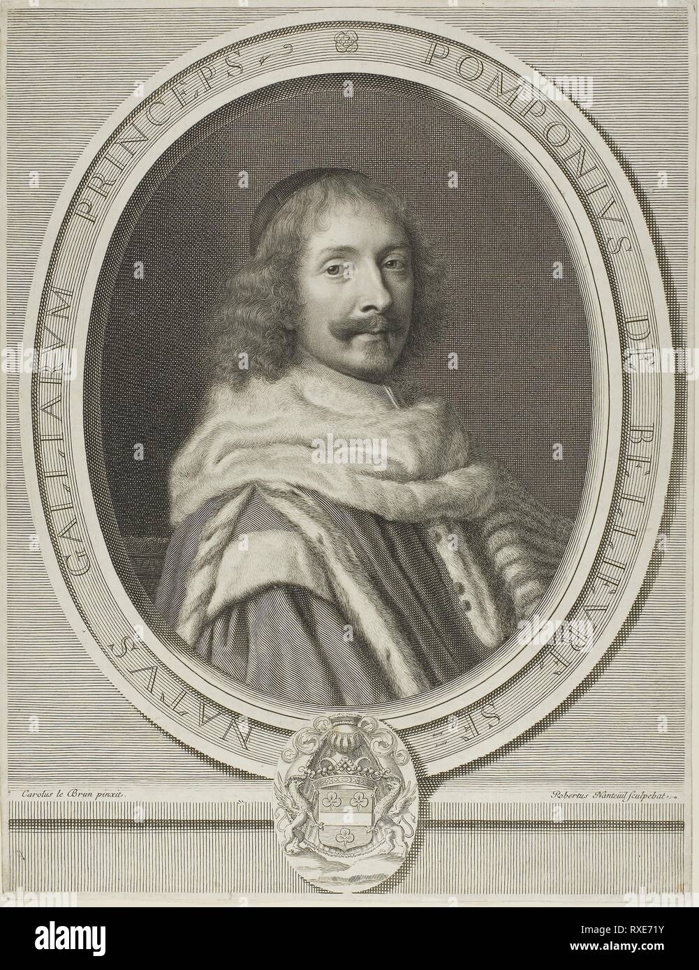 Pompone de Bellièvre. Robert Nanteuil (French, 1623-1678); after Charles Le Brun (French, 1619-1690). Date: 1657. Dimensions: 327 × 251 mm. Engraving on paper. Origin: France. Museum: The Chicago Art Institute. Stock Photo