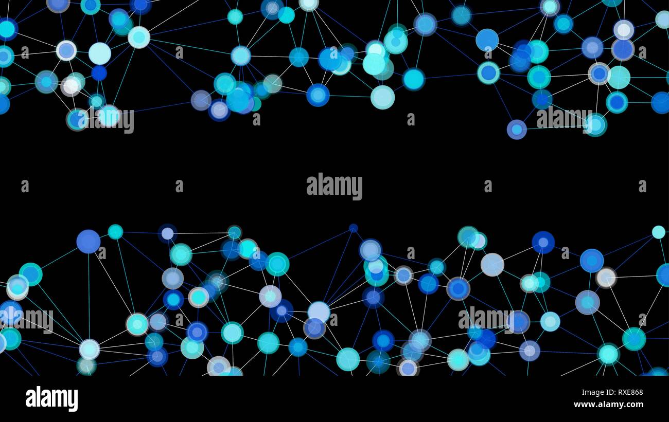 Circles connected by lines, technology network vector layout Stock