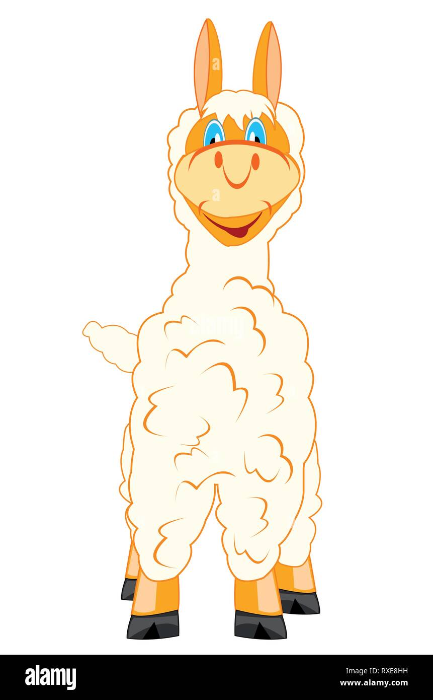 Vector illustration of the cartoon animal lama type frontal Stock Vector