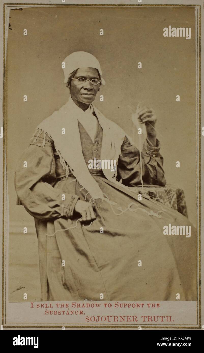 Untitled ('I Sell the Shadow to Support the Substance'). Sojourner Truth, American (c. 1797-died 1883); in collaboration with S. C. Wright, American (active mid-late 19th century). Date: 1864-1865. Dimensions: 8.8 x 5.6 cm (image/paper); 10 x 6.2 cm (mount). Albumen print. Origin: United States. Museum: The Chicago Art Institute. Stock Photo