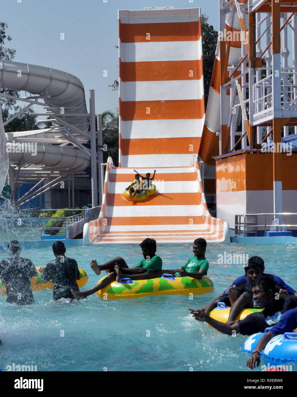Newly slide titled Crusader launches at water park of Nicco Park. (Photo by Saikat Paul/Pacific