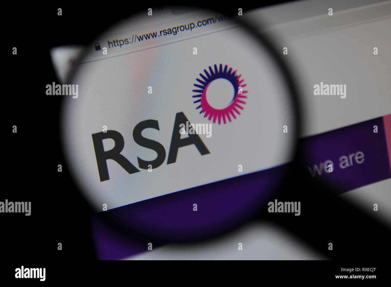 The RSA website seen through a magnifying glass Stock Photo - Alamy