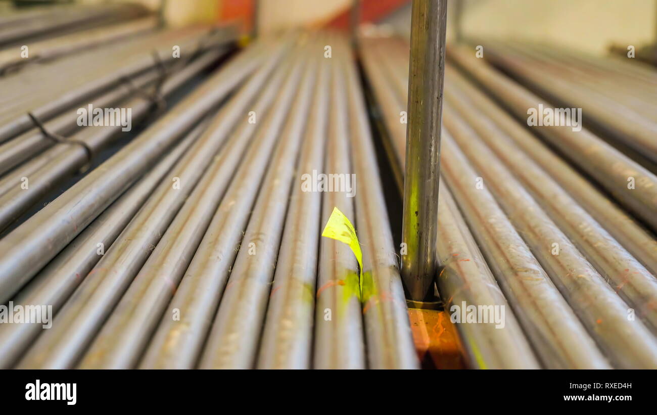 Closer look of the metal tubes in the room these tubes are to be manufactured by the factory