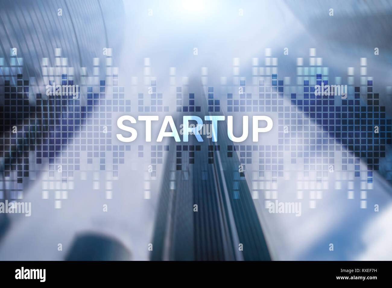 Visual Startup Image Startup concept with double exposure diagrams blurred background Stock ...